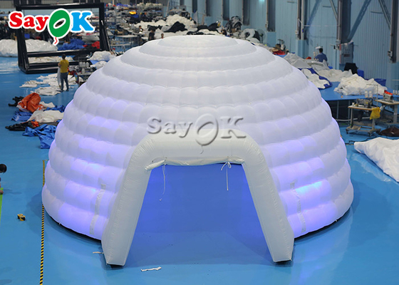 Tenda Igloo Dome Tiup Putih Dengan Lampu Led Untuk Acara Pernikahan