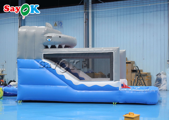 Slide kecil inflatable balita PVC inflatable hiu basah dan kering Slide untuk taman hiburan