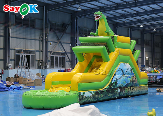 Slide Dinosaurus Inflatable Themed Slide Air Inflatable 9.3x2x3.5mH Logo Pencetakan