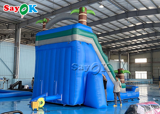 Bouncy Slides Custom Backyard Palm Tree Themed Inflatable Water Slide Dengan Splash Pool
