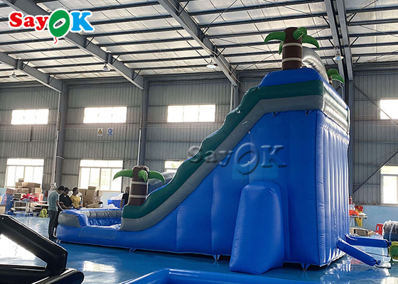 Bouncy Slides Custom Backyard Palm Tree Themed Inflatable Water Slide Dengan Splash Pool