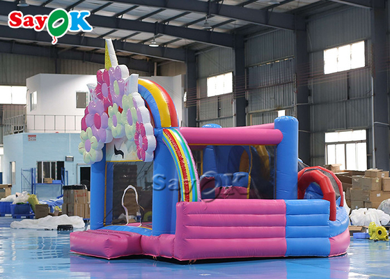Sayok Flower Theme Inflatable Bouncing Trampoline Dengan Slide Inflatable Bounce House Bouncing Jumpers