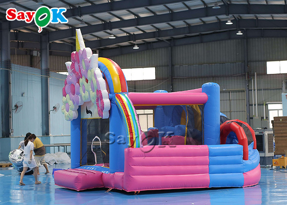 Sayok Flower Theme Inflatable Bouncing Trampoline Dengan Slide Inflatable Bounce House Bouncing Jumpers