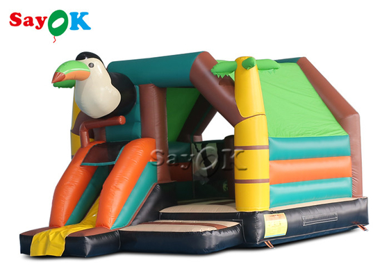 Colourful Jumping Bouncy Castle Animal Theme Woodpecker Bounce House Slide Combo