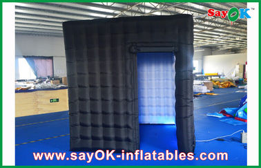 Portable Photo Booth 2.4m Black Inflatable Photo Booth, LED Light Inflatable Picture Booth