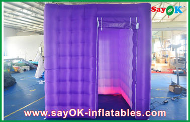 Sewa Photo Booth Inflatable 2.4m Purple Cube Photo Booth Inflatable 1 Pintu Dengan Lampu LED