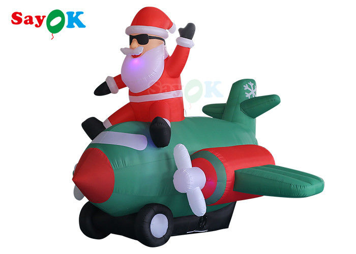 Oxford Cloth Inflatable Old Man LED Christmas Santa Claus Flying Airplane Blowing