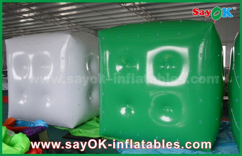 Iklan balon karet hijau putih / kubus balon Helium dengan cetak Logo