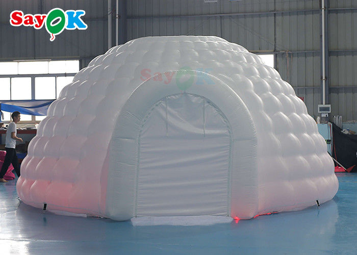 Tenda Igloo Inflatable Putih Murni LED Tenda Igloo Inflatable Kubah Bulat Untuk Acara Pesta Disco
