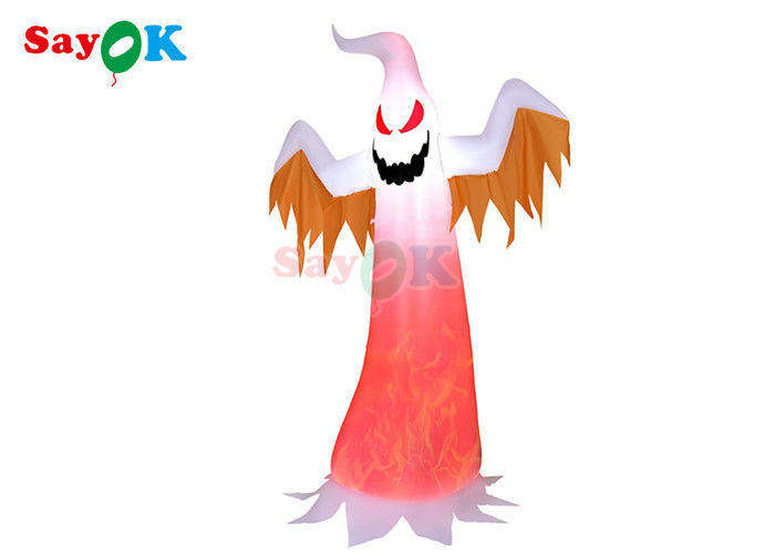 LED Dekorasi Inflatable Ghost Halloween Putih Dengan Mata Merah