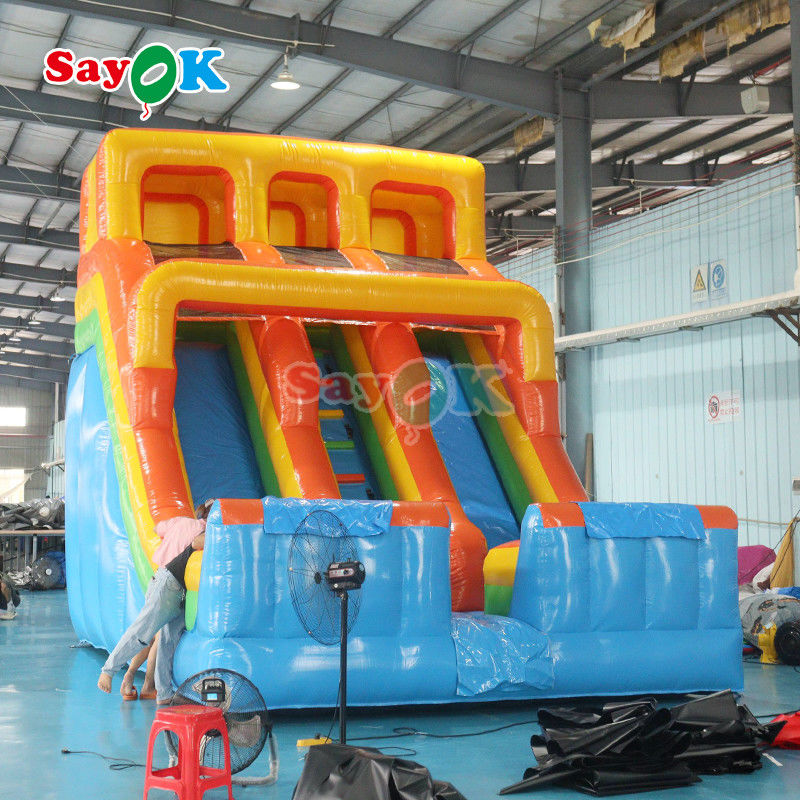 Outdoor Inflatable Slide PVC sederhana Inflatable Bouncer Slide Blow Up Commercial Slide dengan kolam untuk anak-anak