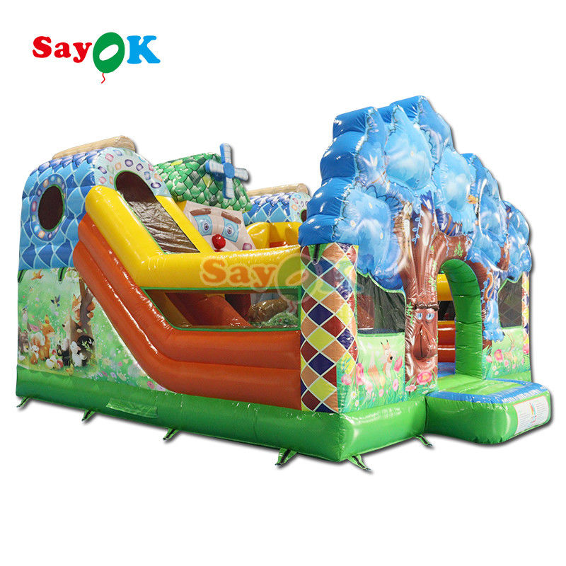 Game Kastil Bouncer Inflatable untuk Anak-anak Pesta Rumah Inflatable Jump Bouncing And Slide Combo dengan Selection Windmill