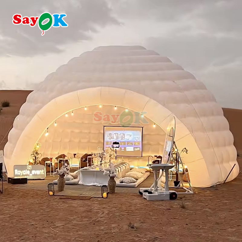 8m 26ft tahan lama kain Oxford besar Inflatable Igloo Dome tenda dengan udara Blower