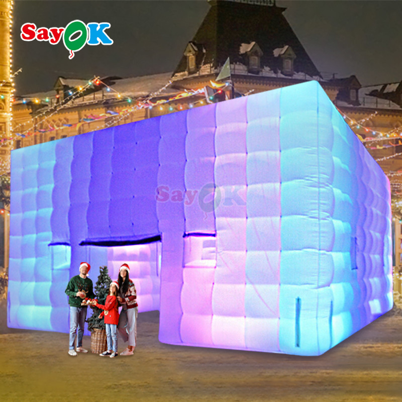 Tenda Camping 8m Square LED Tenda Inflatable untuk 80 Orang Acara Pesta Luar Ruang