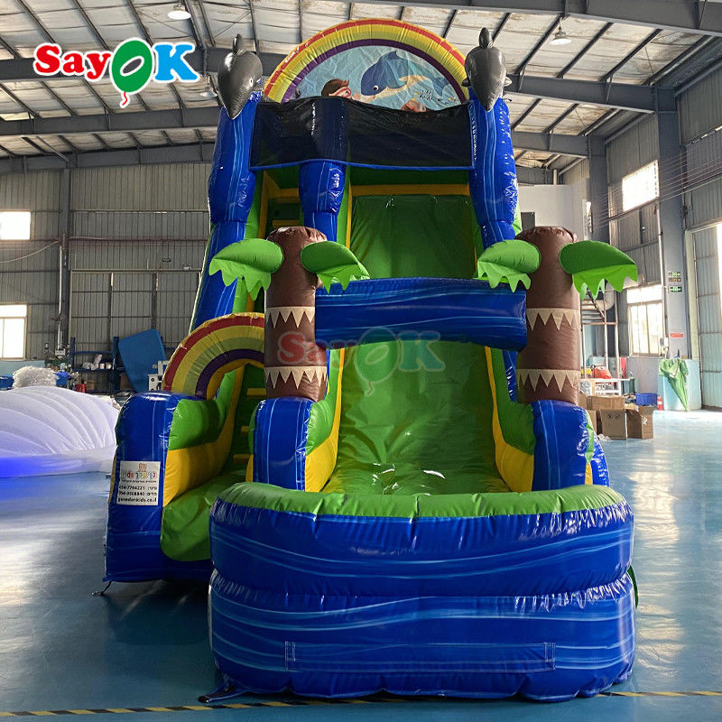 Grosir Karikatur Inflatable Trampoline Slide Raksasa Inflatable Bouncer Slide Besar Dewasa Inflatable Water Slide dengan kolam renang