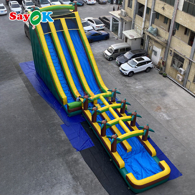 Komersial Grade Air Inflatable Double Slide Pohon Sawit Air Slide Inflatable untuk Anak-anak dan Dewasa
