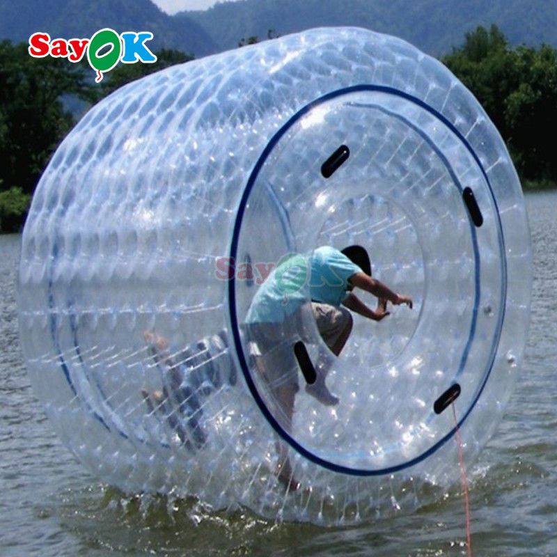 Sayok Bolas Aqua Zorbing Bal Terbakar Silinder PVC Transparan Bola Gelembung Air Manusia untuk Permainan Air
