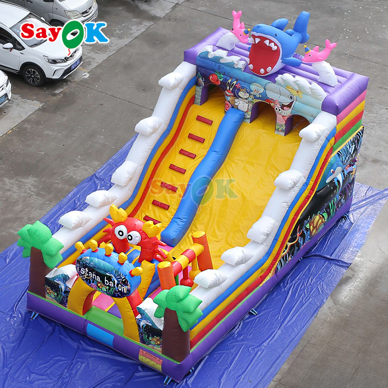 Istana Bouncing Seaworld Balon Tiup Luar Ruangan Combo Rumah Pantul untuk Anak-anak