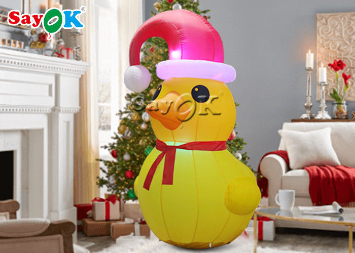 Iklan Inflatable Led Natal Bebek Kuning Dengan Red Hat SGS Karakter Kartun Inflatable