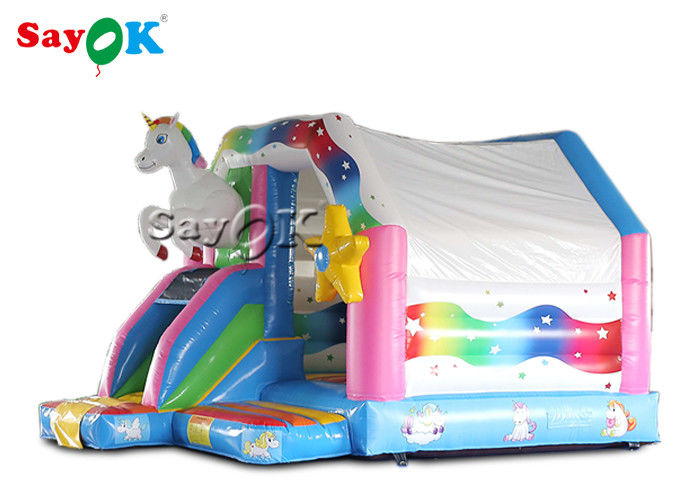 4.9x3.9x3.3 Pink Unicorn Rumah Bouncing Tiup Melompat Untuk Anak