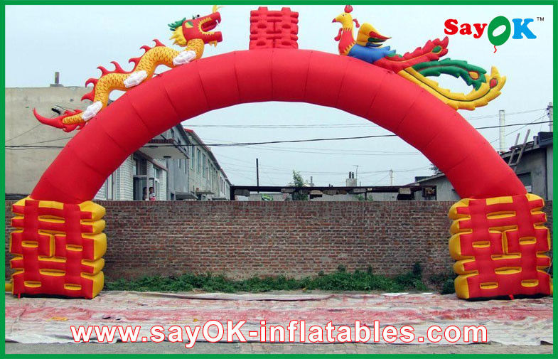 Chiness Gaya Warna Merah Inflatable Arch Untuk Dekorasi Pernikahan