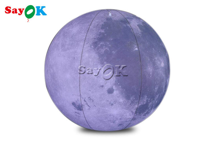 0.2mm PVC 6.6ft Raksasa Led Inflatable Moon Light Balloon Untuk Dekorasi Panggung Tema Luar Angkasa