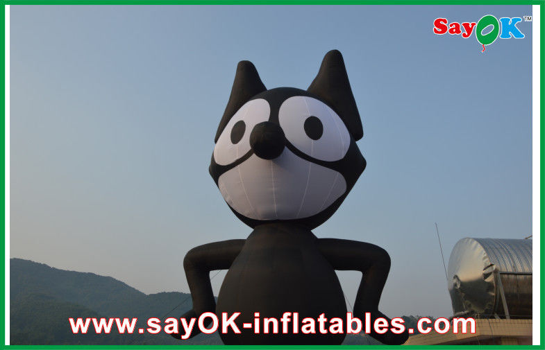 Hewan Inflatable Kain Oxford PVC Kucing Hitam Inflatable Untuk Acara / Taman Hiburan