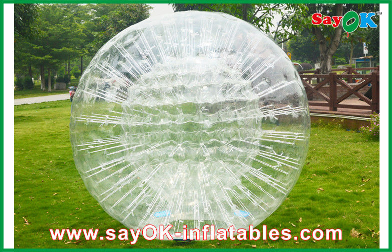 permainan pantai tiup Jelas Bola Zorb Tiup Tahan Lama Untuk Hiburan 1.0mm PVC