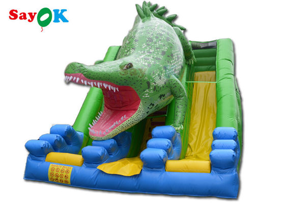 Slide Slippery Inflatable Komersial Tema Buaya Besar Bouncer Inflatable Slide Inflatable Untuk Anak-anak