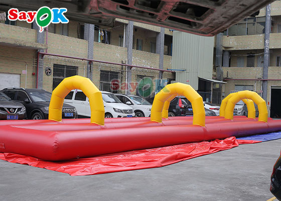 Outdoor Inflatable Slide Menarik Hiburan 20m Giant Inflatable Water Slide Untuk Taman Hiburan