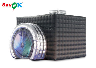 Tenda Booth Foto Tiup Warna Hitam + Perak Dengan LED Untuk Pesta