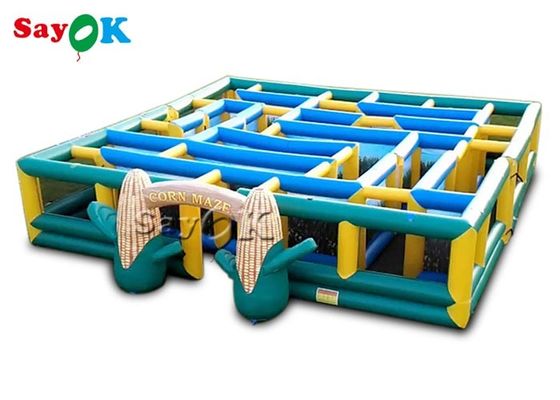Permainan Pesta Tiup Olahraga Luar Ruangan Kuning Hijau Halloween Labirin Jagung Tiup