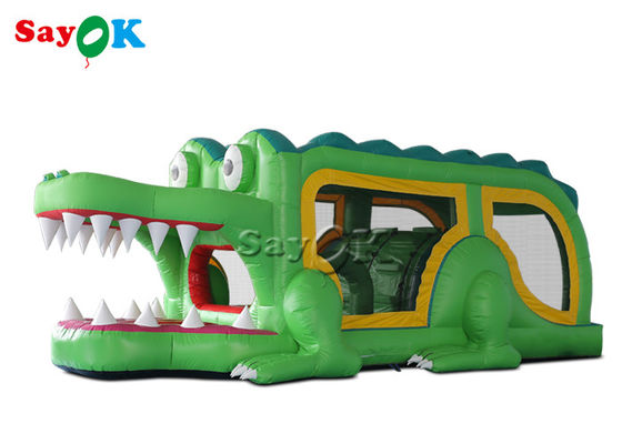 Slide kering yang bisa diinflasi Jumping Bouncer Outdoor Indoor Green Alligator Slide yang bisa diinflasi 8x2.8x3mH