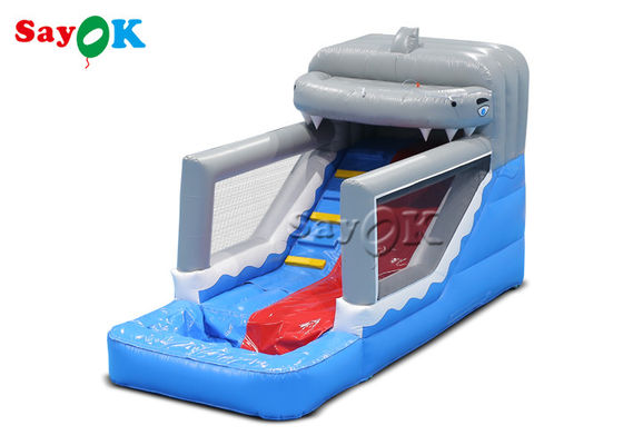 Slide kecil inflatable balita PVC inflatable hiu basah dan kering Slide untuk taman hiburan