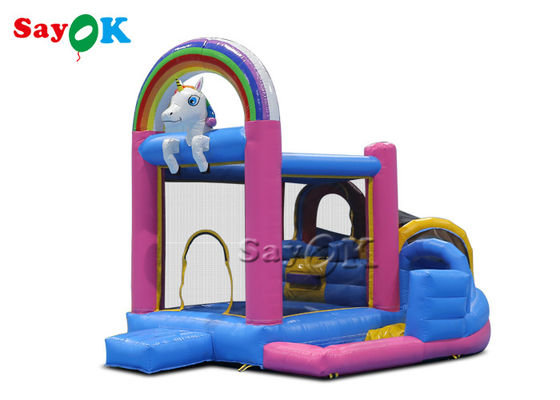 Anak-anak Kecil PVC Unicorn Inflatable Bounce House Indoor Meledakkan Trampolin