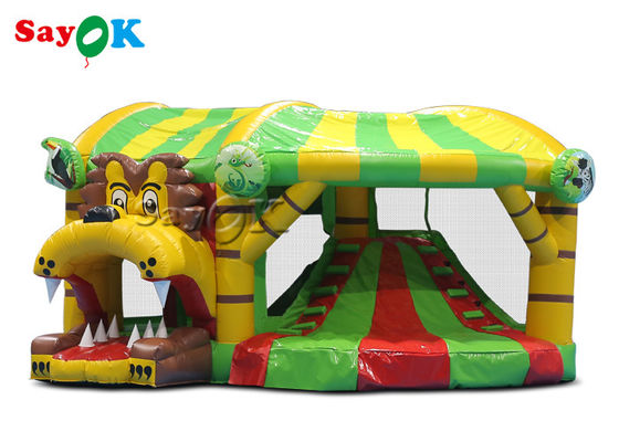 Lion Theme Tarpaulin Inflatable Bounce Slide Untuk Halaman Belakang Umum