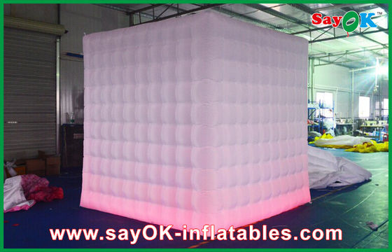 Photo Booth Decorations Purple Square Inflatable LED Photo Booth Enclosure Dengan Lampu Led