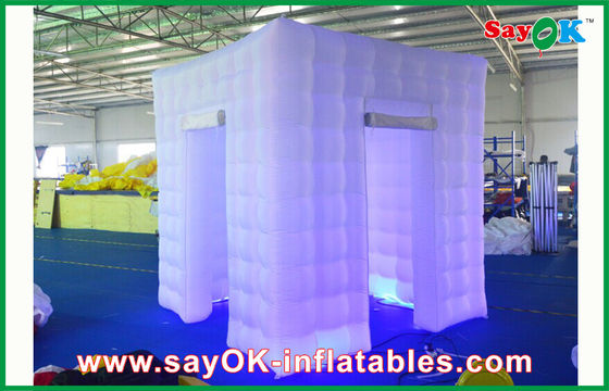 Photo Booth Decorations Purple Square Inflatable LED Photo Booth Enclosure Dengan Lampu Led