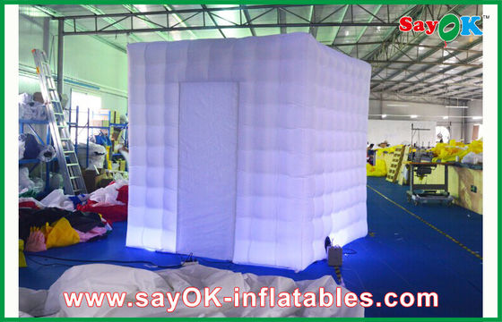 Photo Booth Decorations Purple Square Inflatable LED Photo Booth Enclosure Dengan Lampu Led