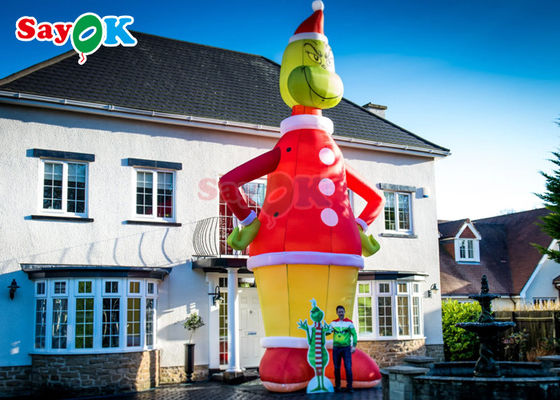 Balon Karakter Inflatable Iklan Grinch Inflatable 9m 30ft Besar Santa Dekorasi Natal Kartun