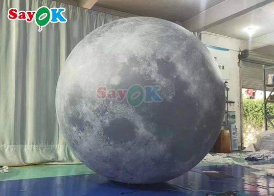 6.6ft Led Light Inflatable Moon Balloon Besar Planet Inflatable Dekorasi Panggung Untuk Acara