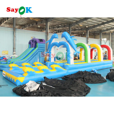 39ft Slide Warna Biru Dijual Air Slide Kota Besar Komersial Inflatable Untuk Anak-anak