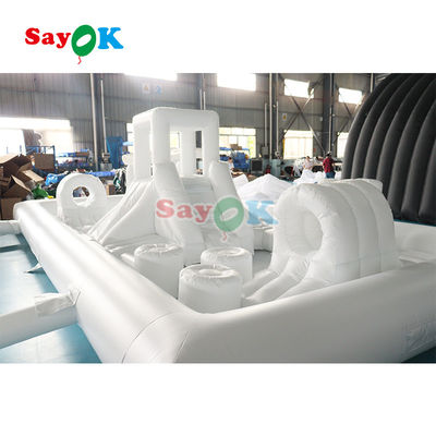 Perlengkapan Soft Play Komersial yang Disesuaikan Splash Pad Putih Taman Air Inflatable Bouncing Castle Slide