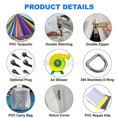Tenda Inflatable PVC tahan air dengan lampu LED untuk acara luar ruangan dan ukuran yang dapat disesuaikan Tenda Klub Malam Portable