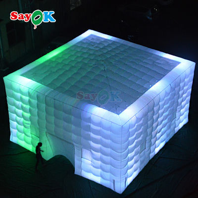 Customized White Square LED Light Tents Camping Party Event Tenda Inflatable untuk Sewa