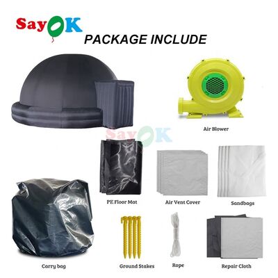 Sayok Hitam 5m Portable Planetarium Inflatable Dome Customized Size Inflatable Astronomy Movie Tent untuk acara luar ruangan sekolah