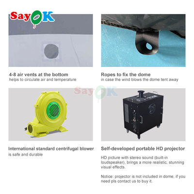 Sayok Tenda Kubah Planetarium Tiup Portabel Kedap Cahaya Penuh untuk Sekolah