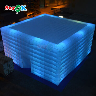 Sayok Desain 3D Gratis Kain Oxford 10x10m Kubus Besar Acara Luar Ruangan Tenda Tiup Pesta dengan Lampu LED dan Blower