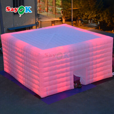 Sayok Desain 3D Gratis Kain Oxford 10x10m Kubus Besar Acara Luar Ruangan Tenda Tiup Pesta dengan Lampu LED dan Blower