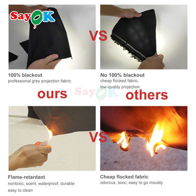 Sayok 100% Blackout Tahan Api Kubah Planetarium Tiup Portabel untuk Pendidikan Sekolah dan Acara